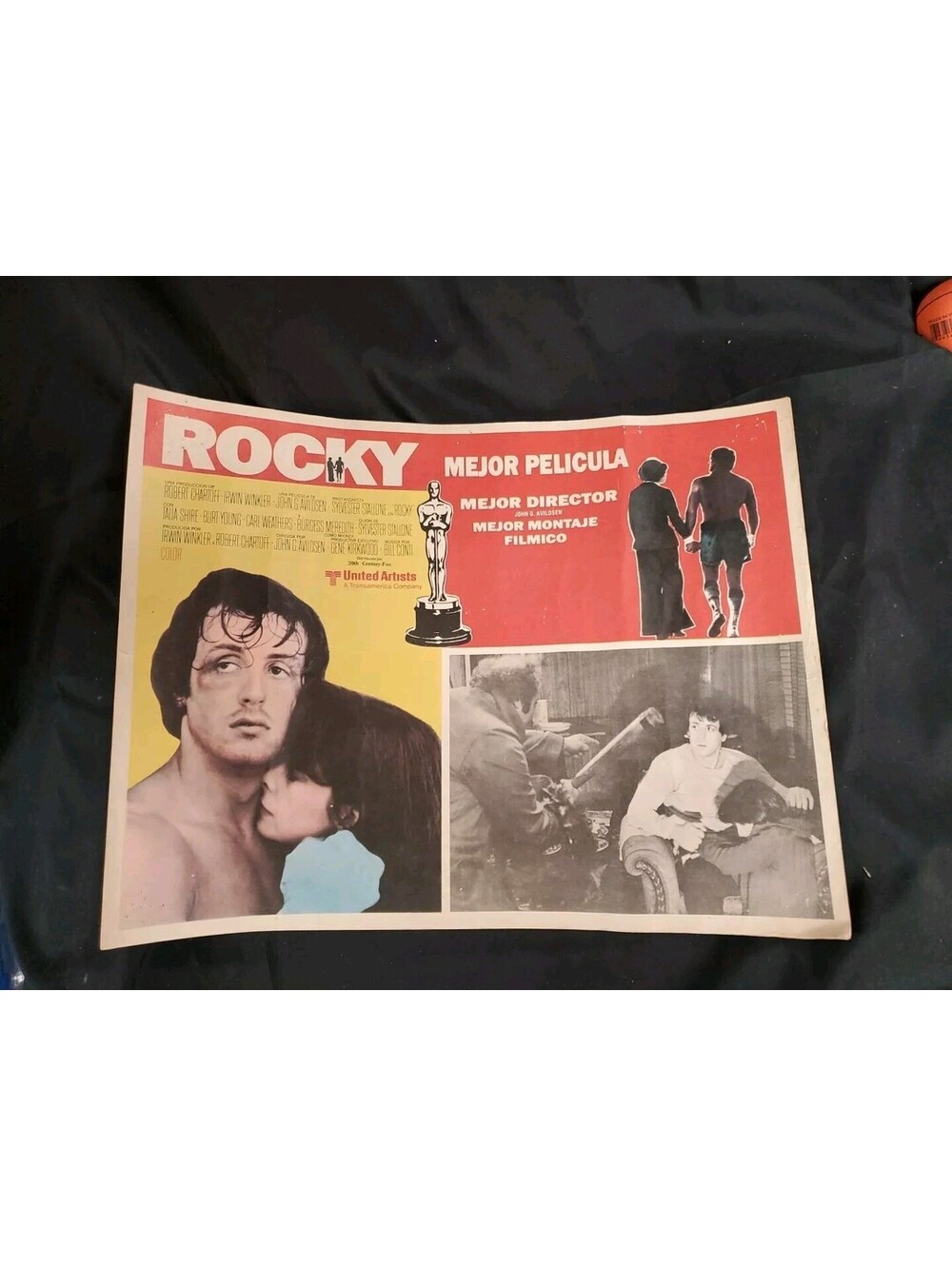 Original Theater Movie Poster 1976 ROCKY Size 16" x 12” In Spanish